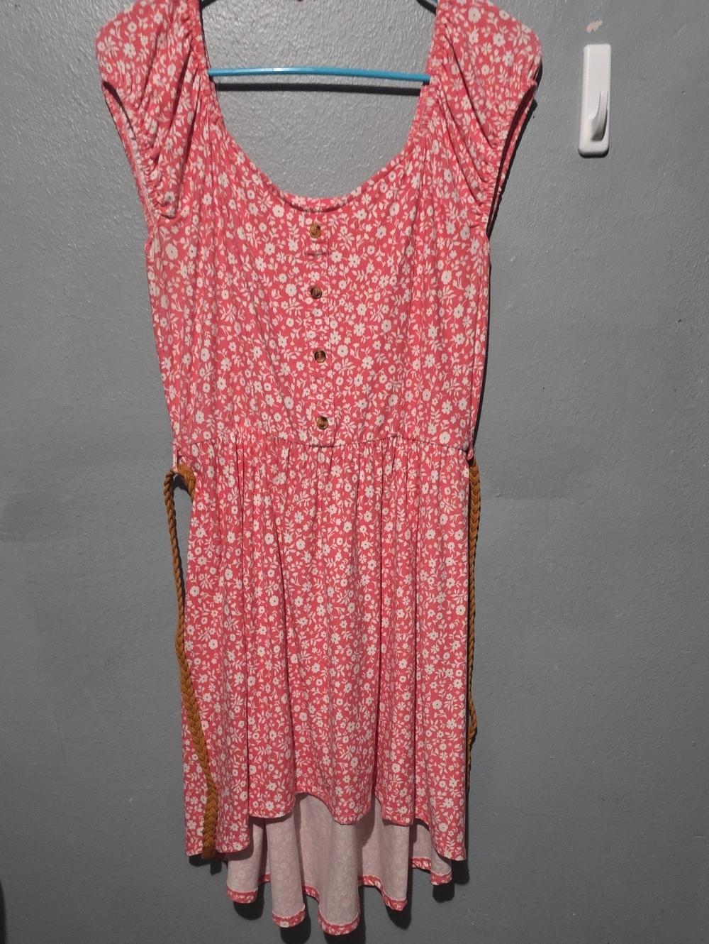No Boundaries Pink Floral Button-Front Tie Dress